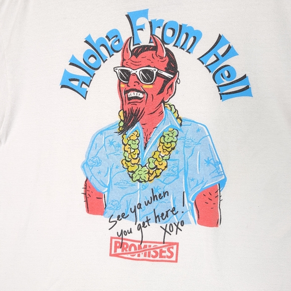 Broken Promises Other - Broken Promises Aloha From Hell Large Tshirt Limited Edition White Unisex Hawaii